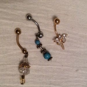 3 belly button rings