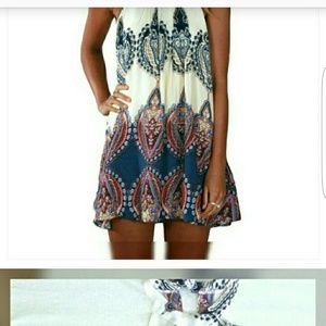 Boho print..high neck mini dress