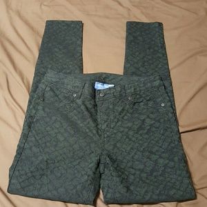 Vera wang skinny leg green and black pants