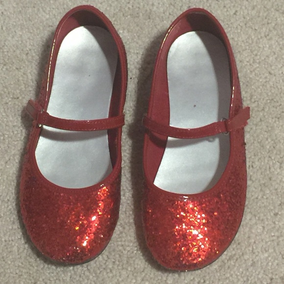 Girls red glitter flats DOROTHY