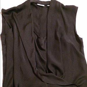 Black draped cross-front top