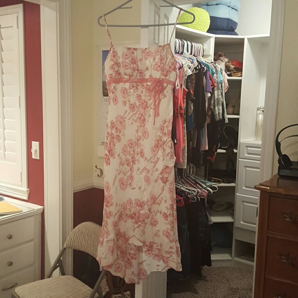 White dress with pink flowers