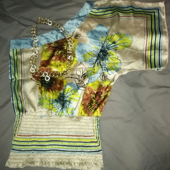 silky floral blouse