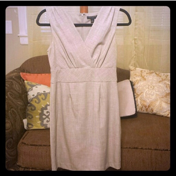 Beige suiting work dress petite 0P