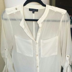 Sheer poker dot work dress shirt
