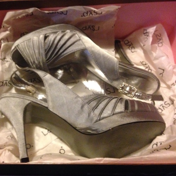 Silver peep toe shoes