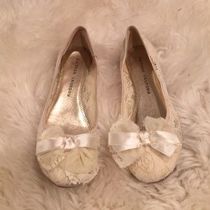 fancy white lace flats