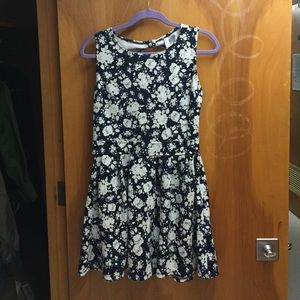 Navy blue and white floral dress