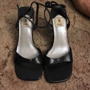 Black open toe heels