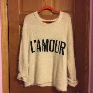 Fuzzy Oversized Graphic Sweater