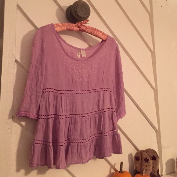 Purplish Pink Boho Flare Blouse