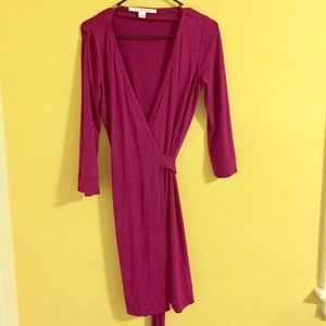 Dark Pink Diane Von Furstenberg Jersey Wrap Dress
