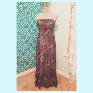 Teal multi maxi dress
