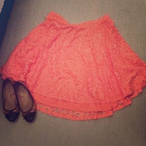Coral lace skirt