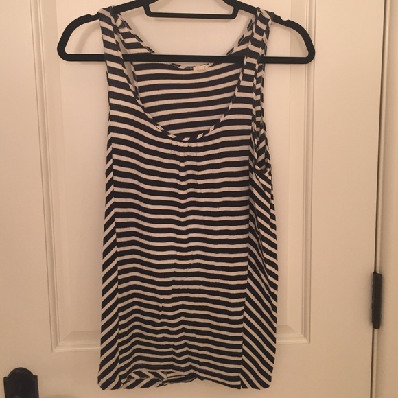 J.Crew cotton tank top with navy and white stripe