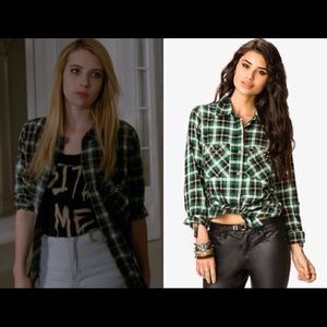 Forever 21 green studded flannel