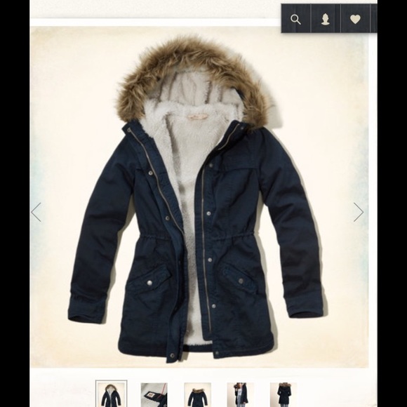 NWT Hollister Sherpa Lined Coat Blue Jack Creek