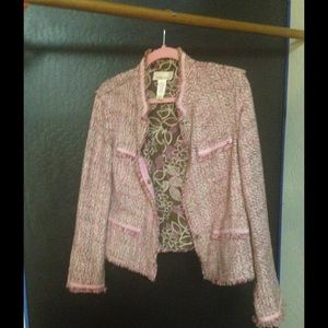Pink and tan tweed blazer