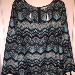 Long sleeve dress. Mid thigh. Not stretchy.