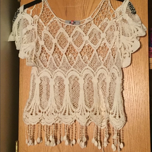 Sheer beige crop top