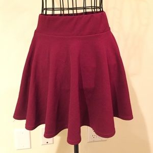 Red mini skater skirt