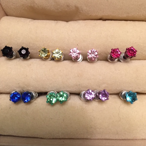 Set of colorful stud earrings
