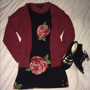 Tight rose dress.
