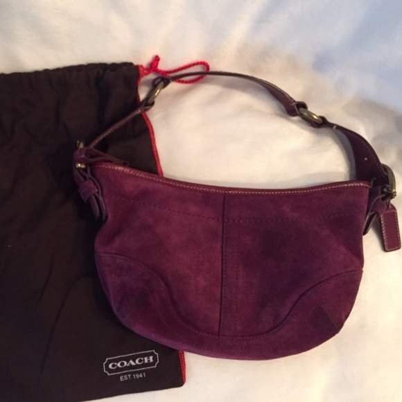COACH purple suede small hobo bag
