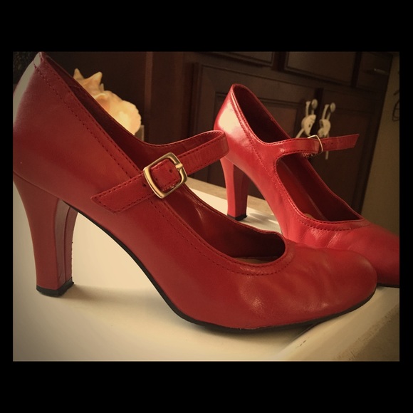 Red leather marry janes