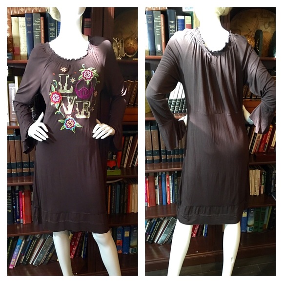 RU Apparel Esme Peace / Love Dress w/ Bell Sleeves