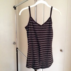 Black/Gray Striped V-Neck Tank