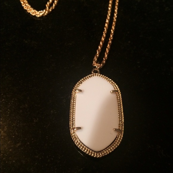 White Pendant and Gold Necklace - Picture 4 of 4
