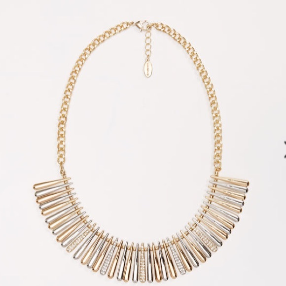 Ann Taylor Mixed pave bar necklace - Picture 1 of 8