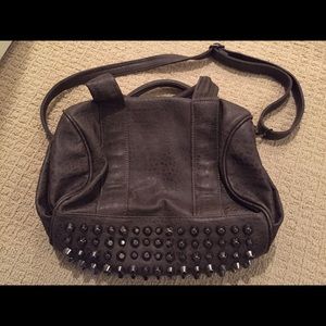 Brown Studded Tote/ Crossbody Bag