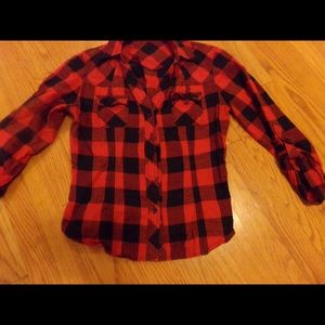 Flannel shirt Red/Black.  Size M.  Breast pockets