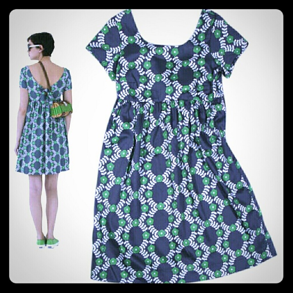 ORLA KIELY Green & Navy Floral Design Dress