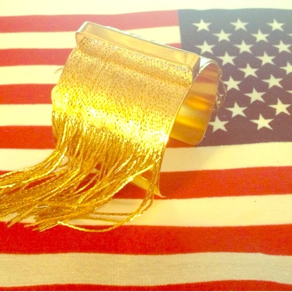 Gold Tassel Bar Cuff