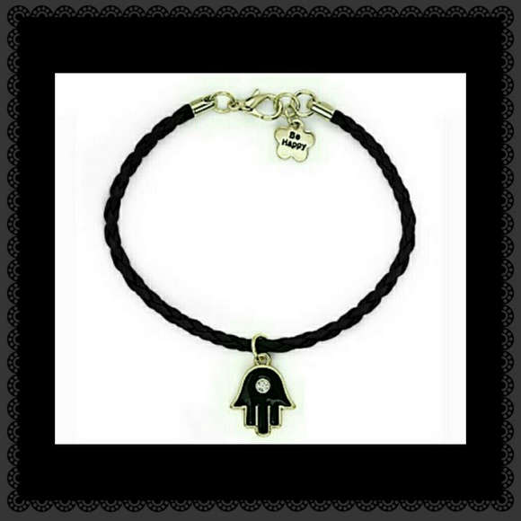 Black hamsa hand bracelet