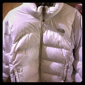 North Face white bubble jacket