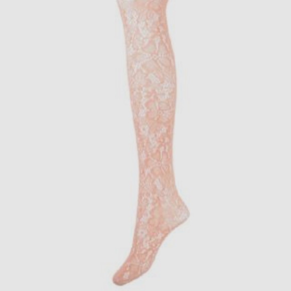Dusty Pink Knit Lace Tights