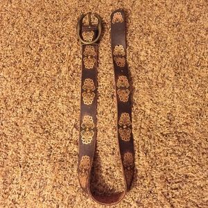 Brown Leather Belt w/jewels