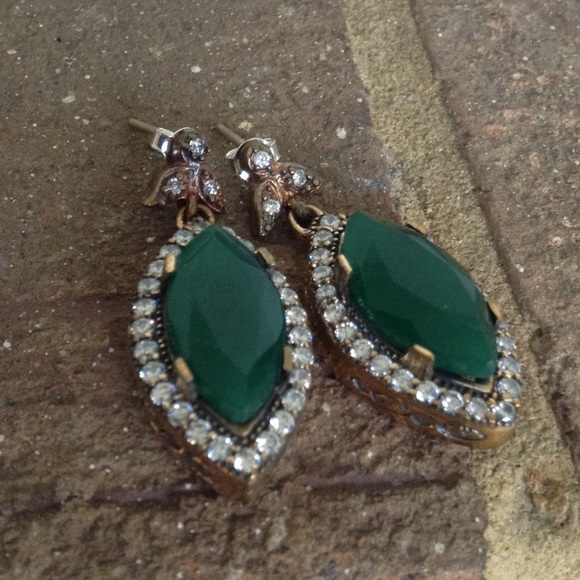 EMERALD TOPAZ EARRINGS - Picture 2 of 4
