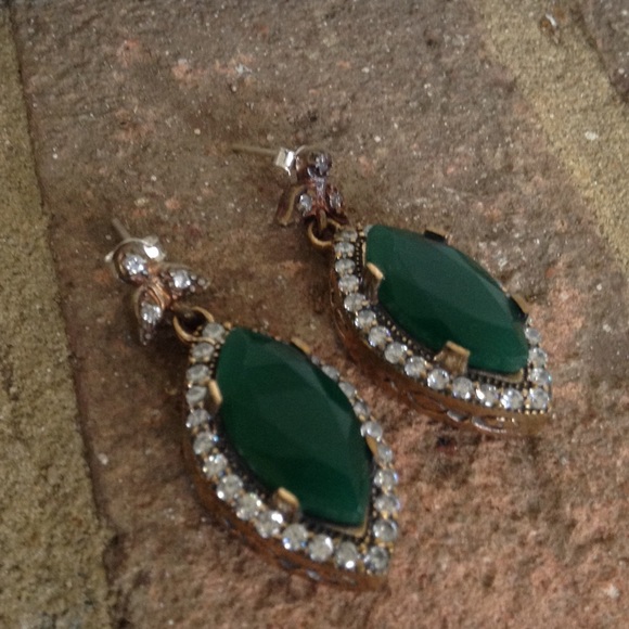EMERALD TOPAZ EARRINGS - Picture 4 of 4