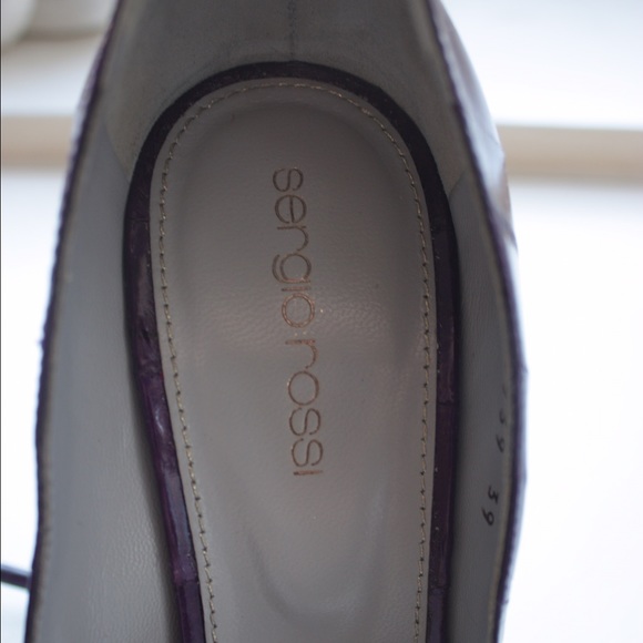 Sergio Rossi Dark Purple Open-Toe Stilettos - Picture 3 of 4