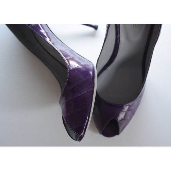 Sergio Rossi Dark Purple Open-Toe Stilettos - Picture 4 of 4