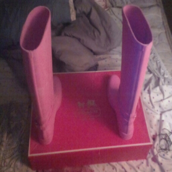 Pink coach rain boots