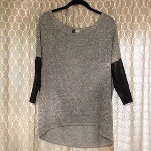DIVIDED by H&M Faux-Leather Sleeved Dolman Top
