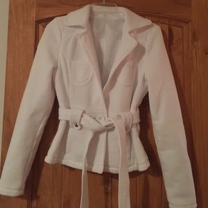 Short white peacoat.