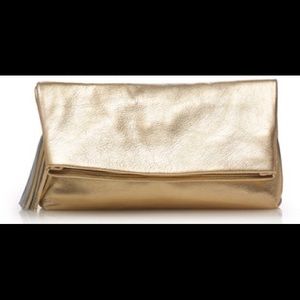 J.Crew soft metallic leather clutch