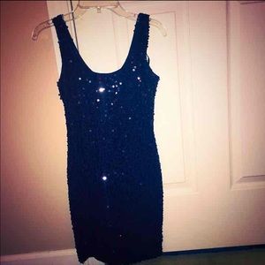 Black sequin mini dress!!